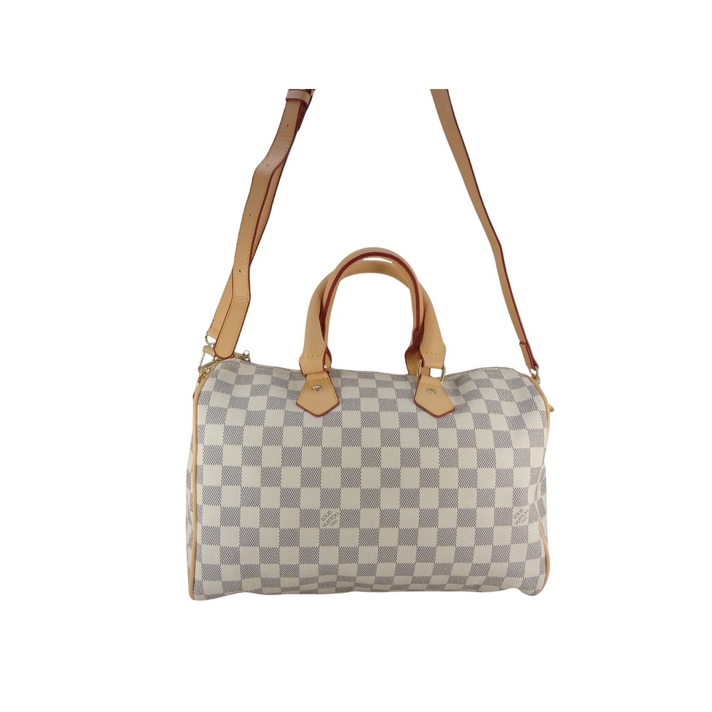 Luxury Handbag Shoulder Bag Checkerboard White Grey Dual Handle Shoulder Strap